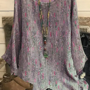 Crew Neck Linen Casual Loose Shirt, Shirts & Blouses, color:Pink|size:XXL, JustFashionNow