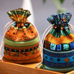 Ethnic Style Cotton And Linen Drawstring Bag, Bags, color:Orange|size:S, Stylewe