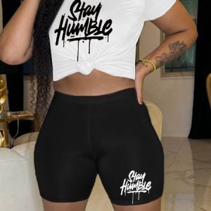 Women Color Block Crew Neck Short Sleeve Comfy Casual Top With Pants Two-Piece Set, Sets, color:Black|size:5XL, Noracora