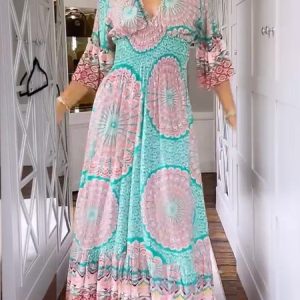 Elegant Loose Ethnic Dress, Dresses, color:Blue|size:XXL, JustFashionNow