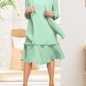 JFN Plain Occasion Elegant Two Piece Setss, Formal Dresses, color:Aqua|size:XXL, JustFashionNow