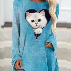 Animal Casual Crew Neck Regular Fit T-Shirt, T-Shirts, color:Blue|size:XXL, JustFashionNow
