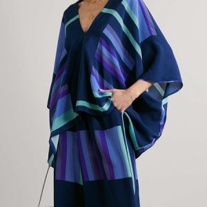 Geometric Vacation V Neck Loose Shirt, Blouses and Shirts, color:Blue|size:XXL, Stylewe