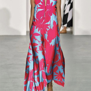 Plus Size Notched Vacation Floral Loose Midi Dress With No Belt, Plus Dresses, color:Rose Red|size:4X, Stylewe