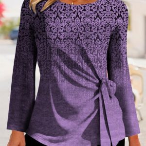 Women's Ethnic Style Fashion Regular Fit Tunic Top, Shirts & Blouses, color:Purple|size:XXL, JustFashionNow