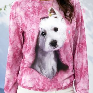 Crew Neck Casual Loose Dog Sweatshirt, Sweatshirts & Hoodies, color:Purple|size:XXL, JustFashionNow