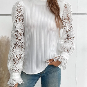 Plain Casual Loose Stand Collar Top, Tops, color:White|size:XXL, JustFashionNow
