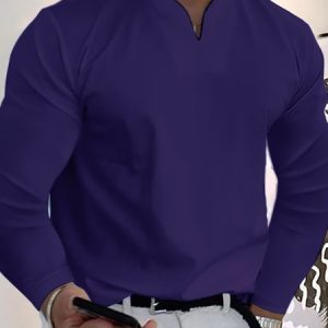 Plain Regular Fit Casual T-Shirt, T-Shirts, color:Purple|size:5XL, JustFashionNow