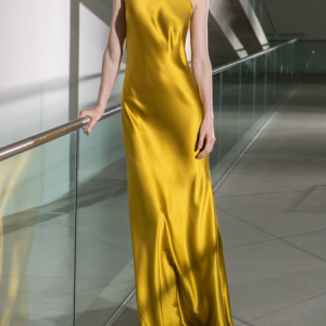 Party Elegant Plain Dress, Maxi Dresses, color:Yellow|size:XXL, Stylewe