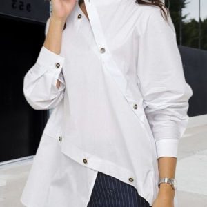 Urban Others Plain Regular Fit Blouse, Blouses and Shirts, color:White|size:XS, Stylewe