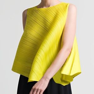 Casual Crew Neck Sleeveless Loose Plain Shirt, Blouses and Shirts, color:Yellow|size:XXL, Stylewe