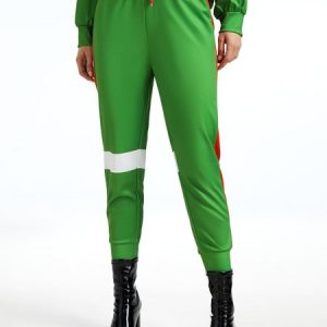 Stylewe  Color Block Regular Fit Casual Pants & Joggers, Pants, color:Green|size:XXL, Stylewe