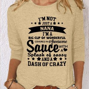 Women's Funny I'm Not Just Nana Letters Casual Shirt, color:Khaki|size:3XL, Lilicloth.com