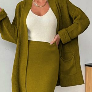 Loose Plain Urban Long Sleeve Cardigan, Cardigans, color:Yellow|size:XXL, Stylewe