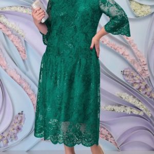 Crew Neck Party Party Dress, DRESSES, color:darkgreen|size:5XL, Noracora