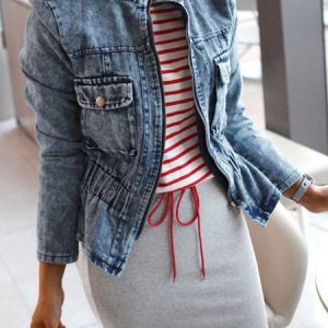 Casual Loose Denim Jacket, Jackets, color:Blue|size:XL, Noracora