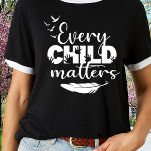 Women’s Every Child Matters Feather Cotton Casual T-Shirt, color:Black|size:3XL, Lilicloth.com
