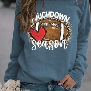 Casual Crew Neck Letter Pattern Sweatshirt, Hoodies & Sweatshirts, color:Blue|size:XXL, Noracora