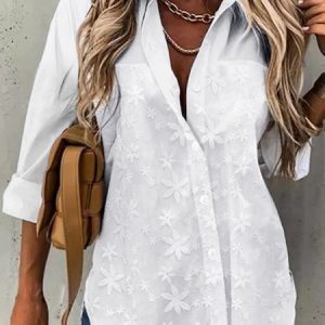 Casual Loose Shirt Collar Blouse, Shirts & Blouses, color:White|size:XXL, JustFashionNow