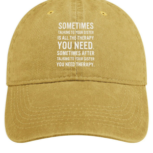 Womens Funny Letters Sometimes Talking to Your Sister Is All The Therapy Adjustable Denim Hat, Women's Hats, Lilicloth.com