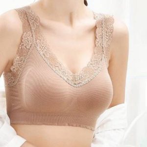 Breathable Comfortable Lace Detachable Cup Seamless  Bra, Lingeries, color:Khaki|size:XXL, Noracora