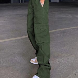 Casual Workwear Jeans Daily Retro Women's Clothing, Jeans, color:Army Green|size:XXL, JustFashionNow