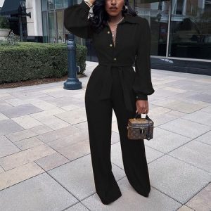 Women Plain Long Sleeve Comfy Casual Top With Pants Two-Piece Set, Sets, color:Black|size:XL, Noracora