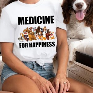 Lilicloth X Funnpaw Women's Dog Lover Medicine For Happiness T-Shirt, color:White|size:L, Lilicloth.com