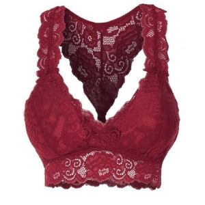 Women's Breathable Sexy Beautiful Back Lace Bra, Crop Bras, color:Wine Red|size:3XL, JustFashionNow