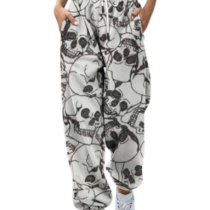 Women's Casual Pumpkin Bat Loose Stretch Pants Party Halloween Costume, Pants, color:White|size:XXL, JustFashionNow