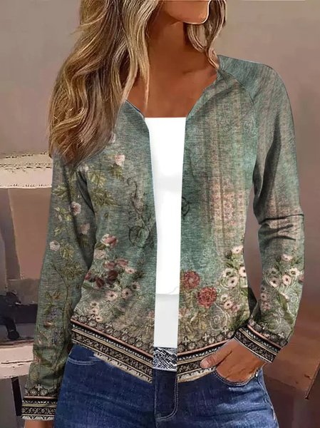 Knitted Casual Others Ethnic Kimono, Cardigans, color:Green|size:XXL, JustFashionNow