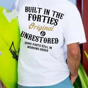 Built In The Forties Printed T-shirt, color:White|size:3XL, Lilicloth.com
