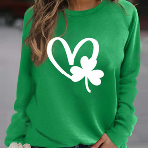 JFN Crew Neck Shamrock HeartDaily Sweatshirt, Sweatshirts & Hoodies, color:Green|size:XXL, JustFashionNow
