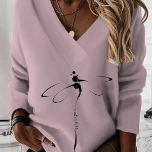 Casual Long Sleeve Printed Top, Sweatshirts & Hoodies, color:Pink|size:3XL, JustFashionNow