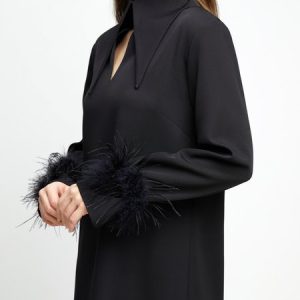 Women's Long Sleeve Solid Regular Wedding Party Mini Dress, Cocktail Dresses, color:Black|size:XXL, Stylewe
