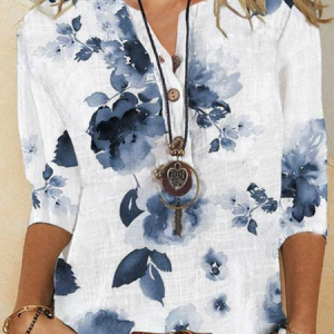 Plus Size Henley Casual Mid Sleeve Blouse, Shirts & Blouses, color:White|size:4X, JustFashionNow