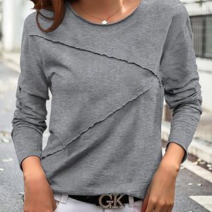Splicing Design Versatile T-Shirt, T-Shirts, color:Light Gray|size:XXL, JustFashionNow