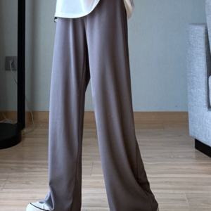 Loose Plain Cotton-Blend Casual Pants, Pants, color:Gray|size:3XL, Noracora