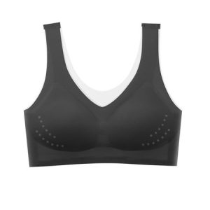 Women Comfortable Simple High Elasticity Ventilation Hole No Trace  Bra & Bralette, Lingeries, color:Black|size:3XL, Noracora