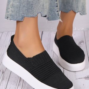 Breathable Mesh Fabric Slip On Sneakers, Sneakers, color:Black|size:41, JustFashionNow