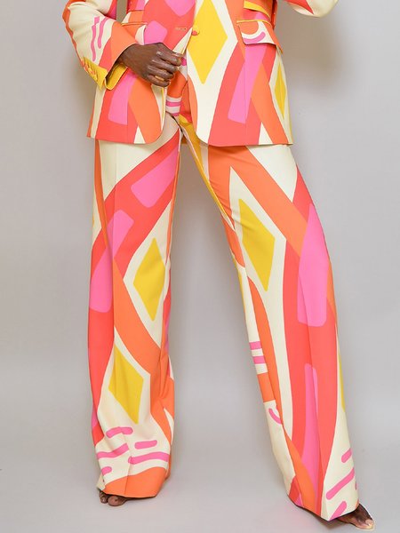 Geometric Urban Regular Fit Fashion Straight Pants, Pants, color:As Picture|size:XXL, Stylewe