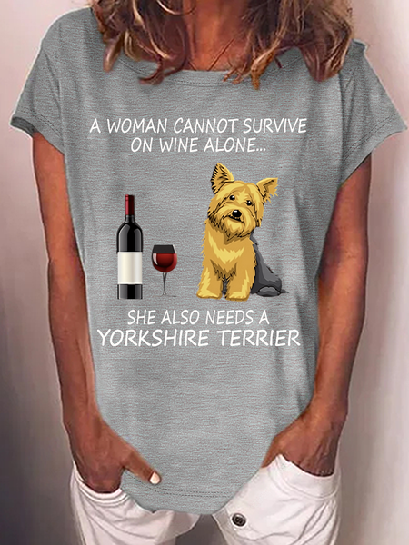 Women's Funny Regular Fit Casual Crew Neck T-Shirt, color:Gray|size:3XL, Lilicloth.com