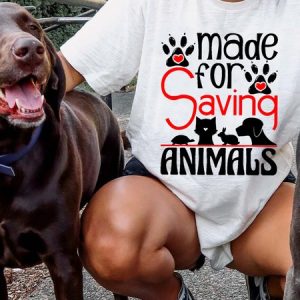 Lilicloth X Funnpaw Women's Made For Saving Animals T-Shirt, color:White|size:3XL, Lilicloth.com