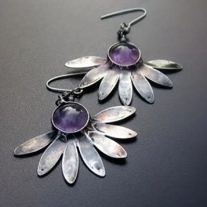 Vintage Boho Botanical Floral Earrings, Earrings, color:Purple, JustFashionNow