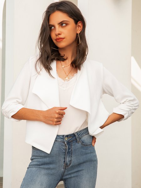 Casual 3/4 Sleeve Blazer, Blazers, color:White|size:XXL, JustFashionNow