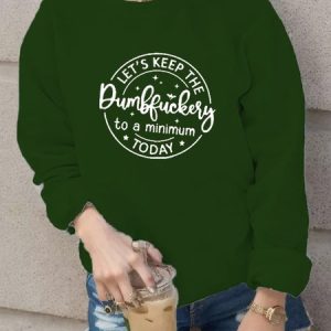 Casual Crew Neck Text Letters Regular Fit Sweatshirt, Sweatshirts & Hoodies, color:Green|size:3XL, JustFashionNow