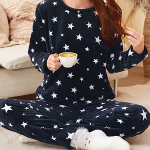 Coral Velvet Loose Pajama Set, Loungewear & Sleepwear, color:As Picture|size:XL, JustFashionNow