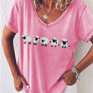 Women's Cute black Sheep Casual T-Shirt, color:Pink|size:3XL, Lilicloth.com