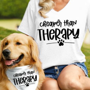 Women's Cheaper Than Therapy Casual Regular Fit Dog T-Shirt, color:White|size:3XL, Lilicloth.com