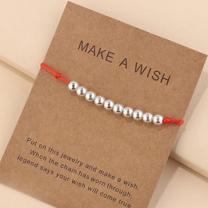 Casual Silver Metal Beaded Leather Anklet Holiday Bohemian Women's Jewelry, Anklets, color:Red|size:One-size, JustFashionNow